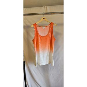 Old Navy Creamsicle Orange/White Tank w/ Sequins Women's Size XL